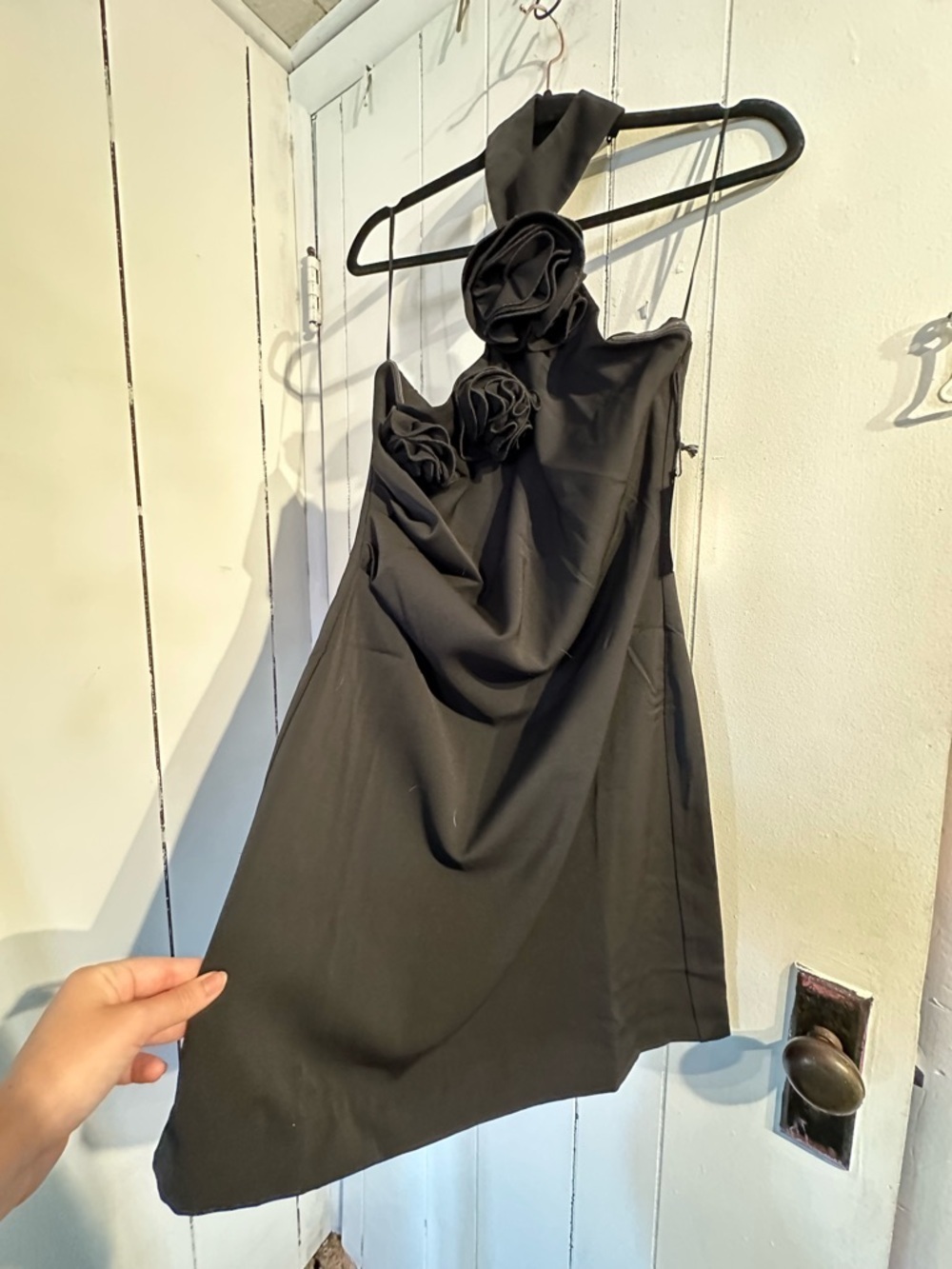 ASTR THE LABEL NWT One-Shoulder Black Cocktail Dress with Rosette Detailing